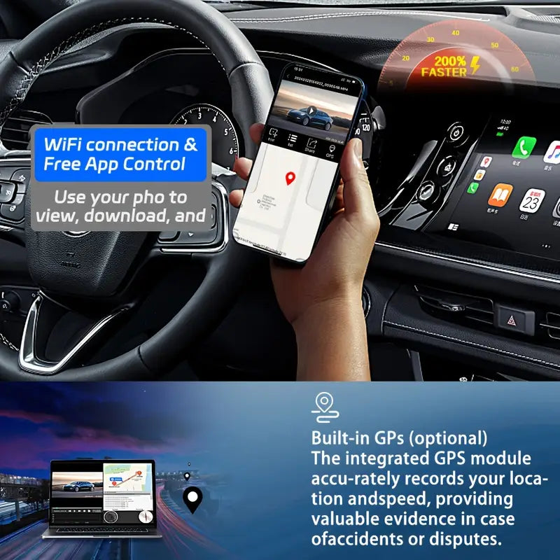 4K Quad-channel Car Dashboard Camera with 360° With Night Vision