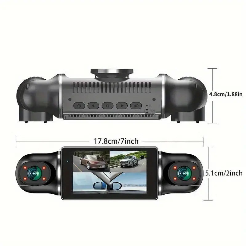 4K Quad-channel Car Dashboard Camera with 360° With Night Vision